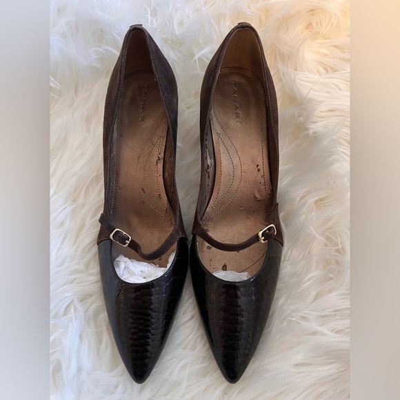 TAHARI - Patten Leather Brown Kitty Heel Mary Jane Style Shoe Sz10 - Picture 4 of 7